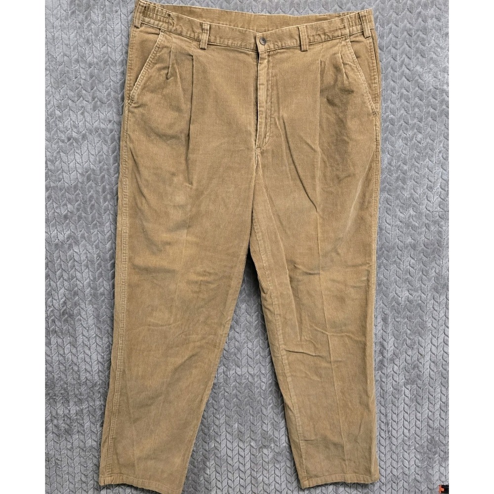 Towncraft Men's Wheat Brown Corduroy‎ 40x34 Pants Elastic Waist/Zip Classic Fit